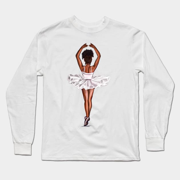 African American ballerina in white tutu #011- brown skin ballerina. Top 100 of the best. Long Sleeve T-Shirt by Artonmytee